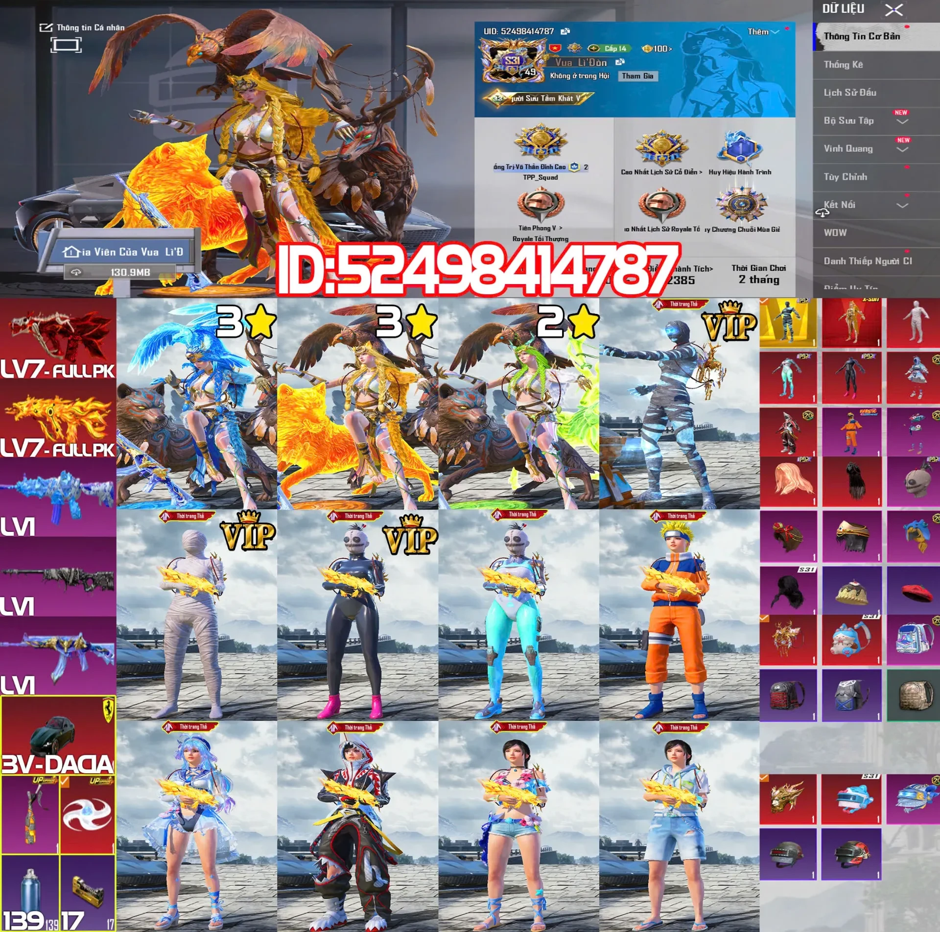 Acc PUBG Mobile mã 34952 - Trường Trần Shop