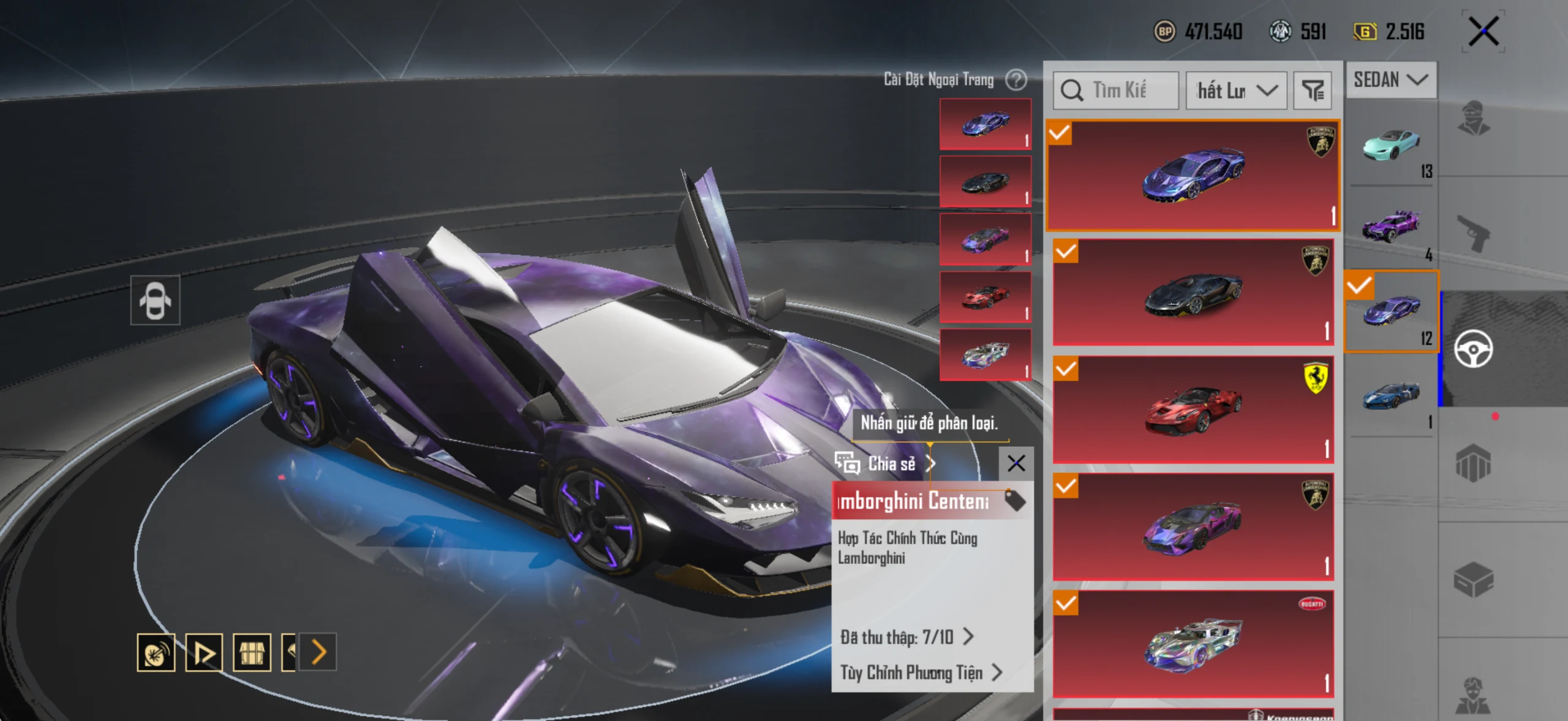 Acc PUBG Mobile mã 65482 - 9X - Sảnh lambo - Sảnh ferari - xe hồng - F1 - ảnh 7
