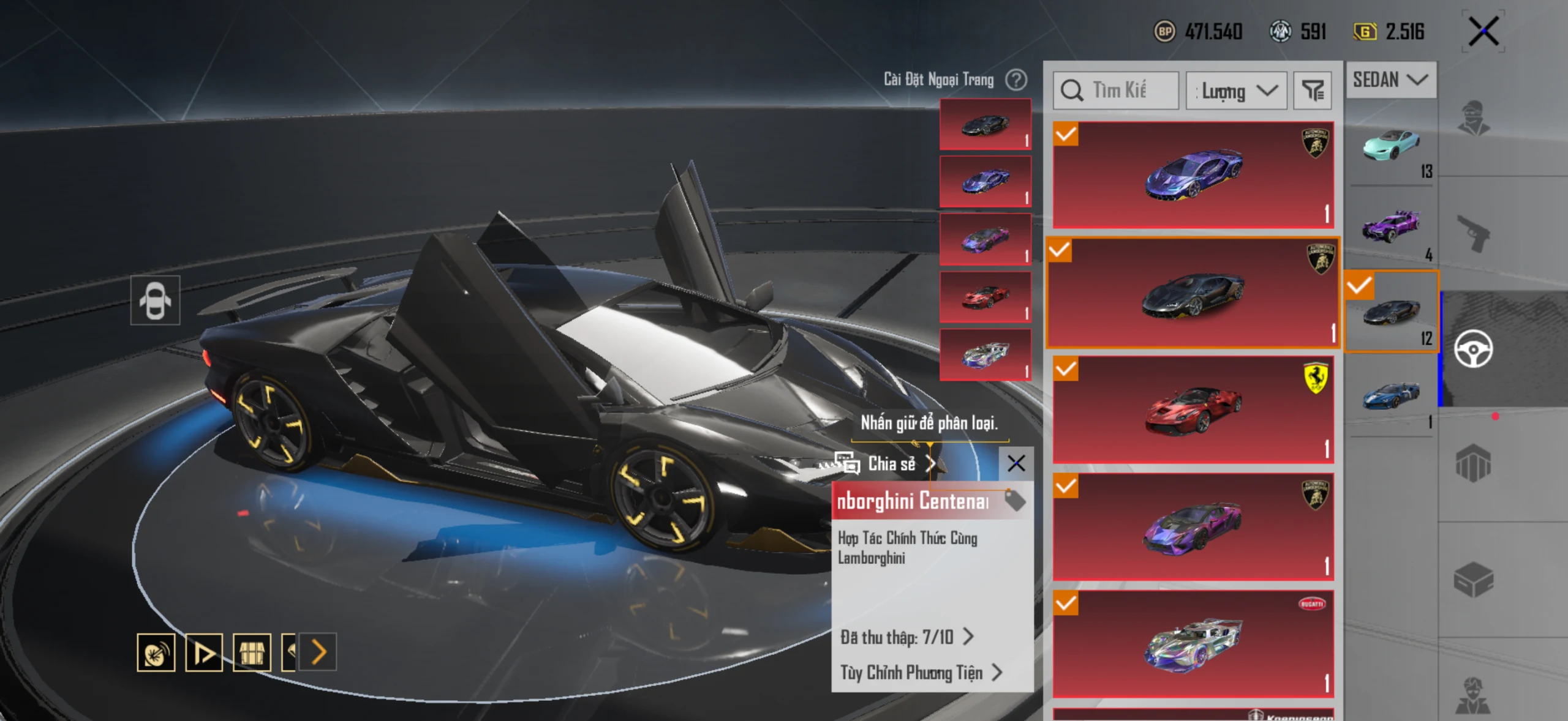 Acc PUBG Mobile mã 65482 - 9X - Sảnh lambo - Sảnh ferari - xe hồng - F1 - ảnh 8