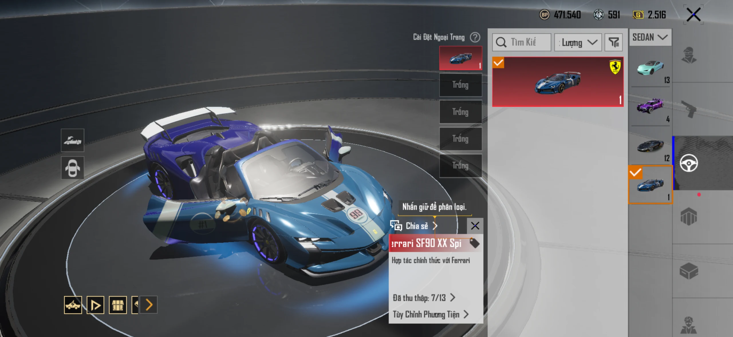 Acc PUBG Mobile mã 65482 - 9X - Sảnh lambo - Sảnh ferari - xe hồng - F1 - ảnh 11