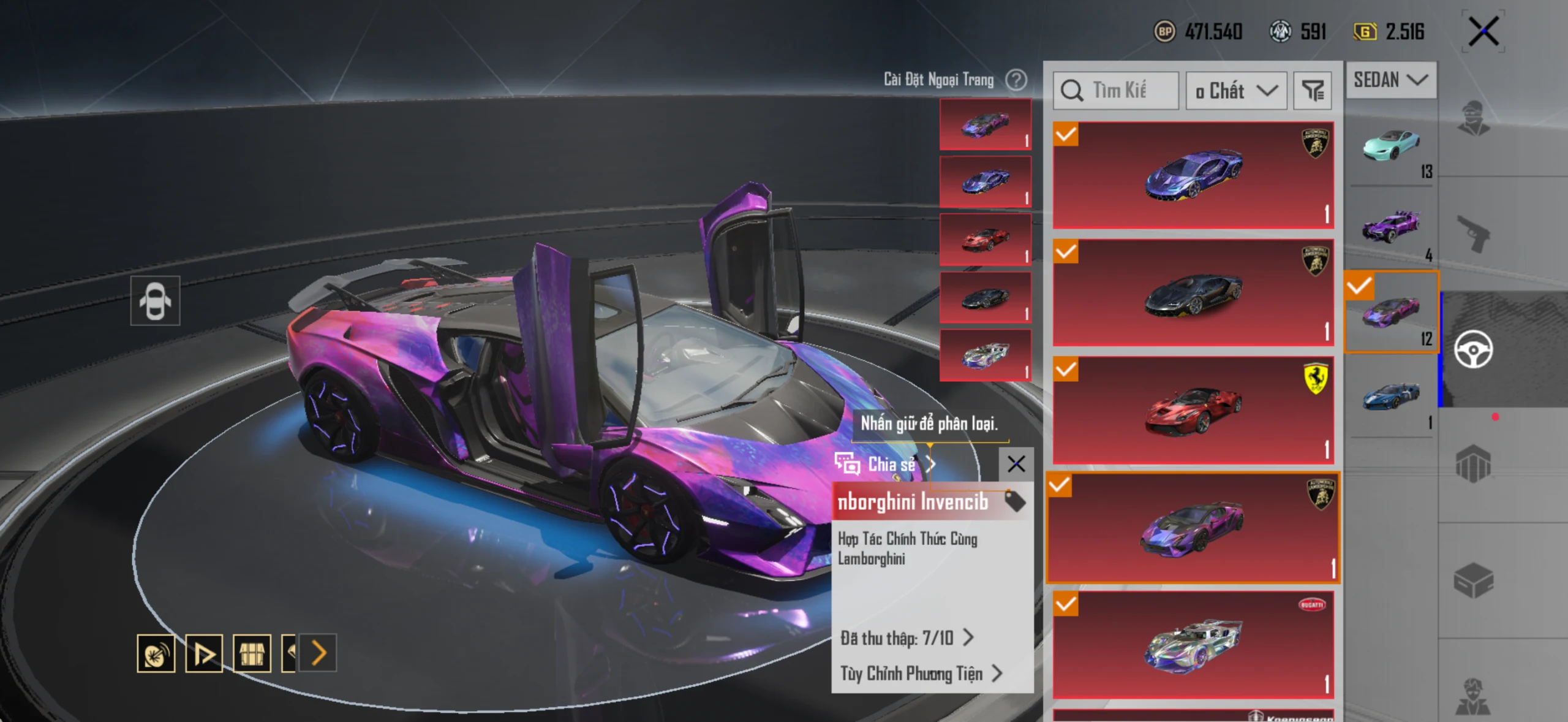 Acc PUBG Mobile mã 65482 - 9X - Sảnh lambo - Sảnh ferari - xe hồng - F1 - ảnh 12