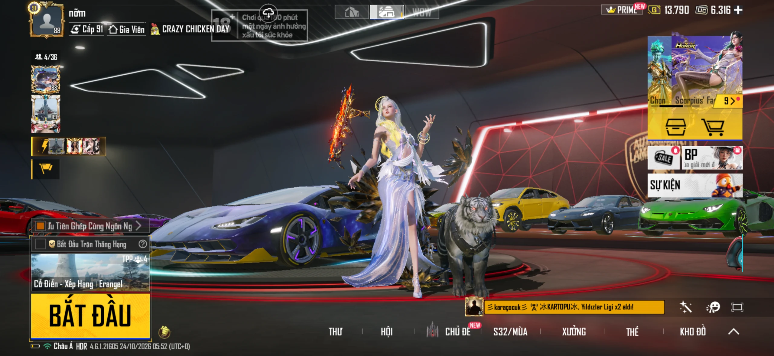 Acc PUBG Mobile mã 66023 - 210m - 5 sảnh xe - 7 tuyệt phẩm - BST 91 - ảnh 10