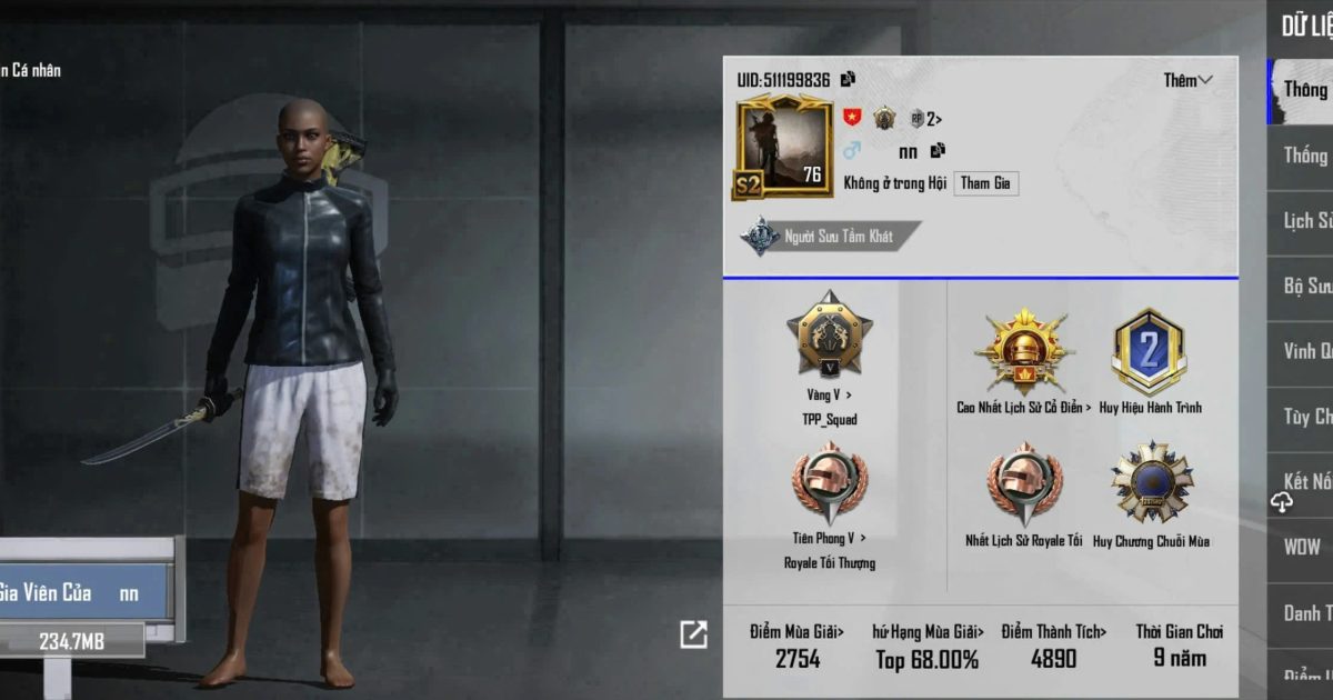 Acc PUBG Mobile mã 58952 - ảnh chính