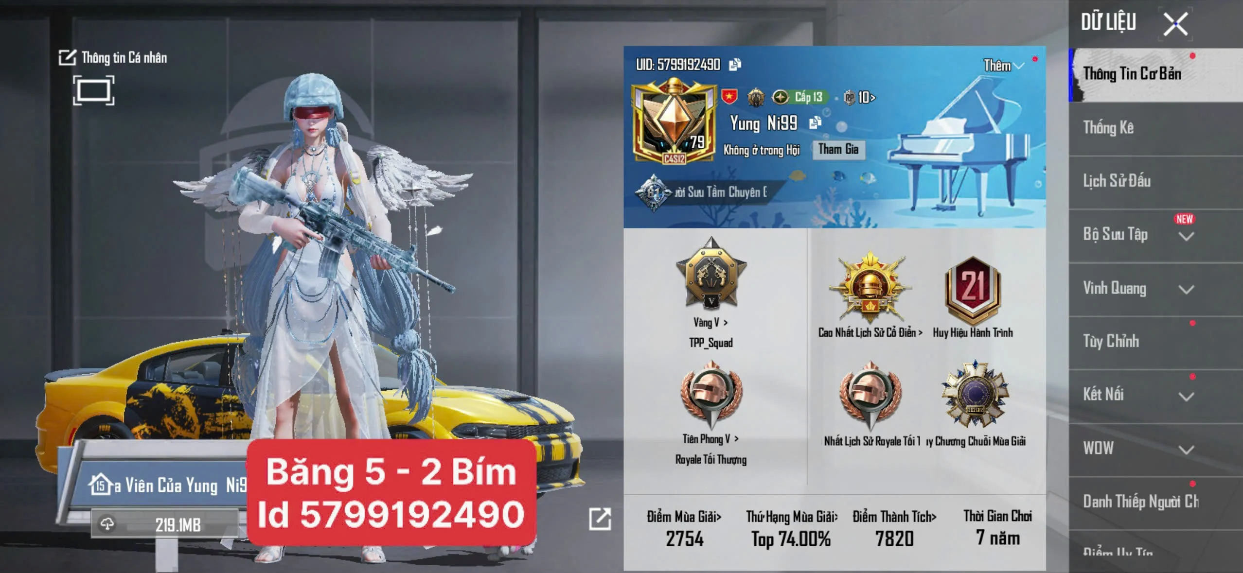 Acc PUBG Mobile mã 67189 - ảnh chính